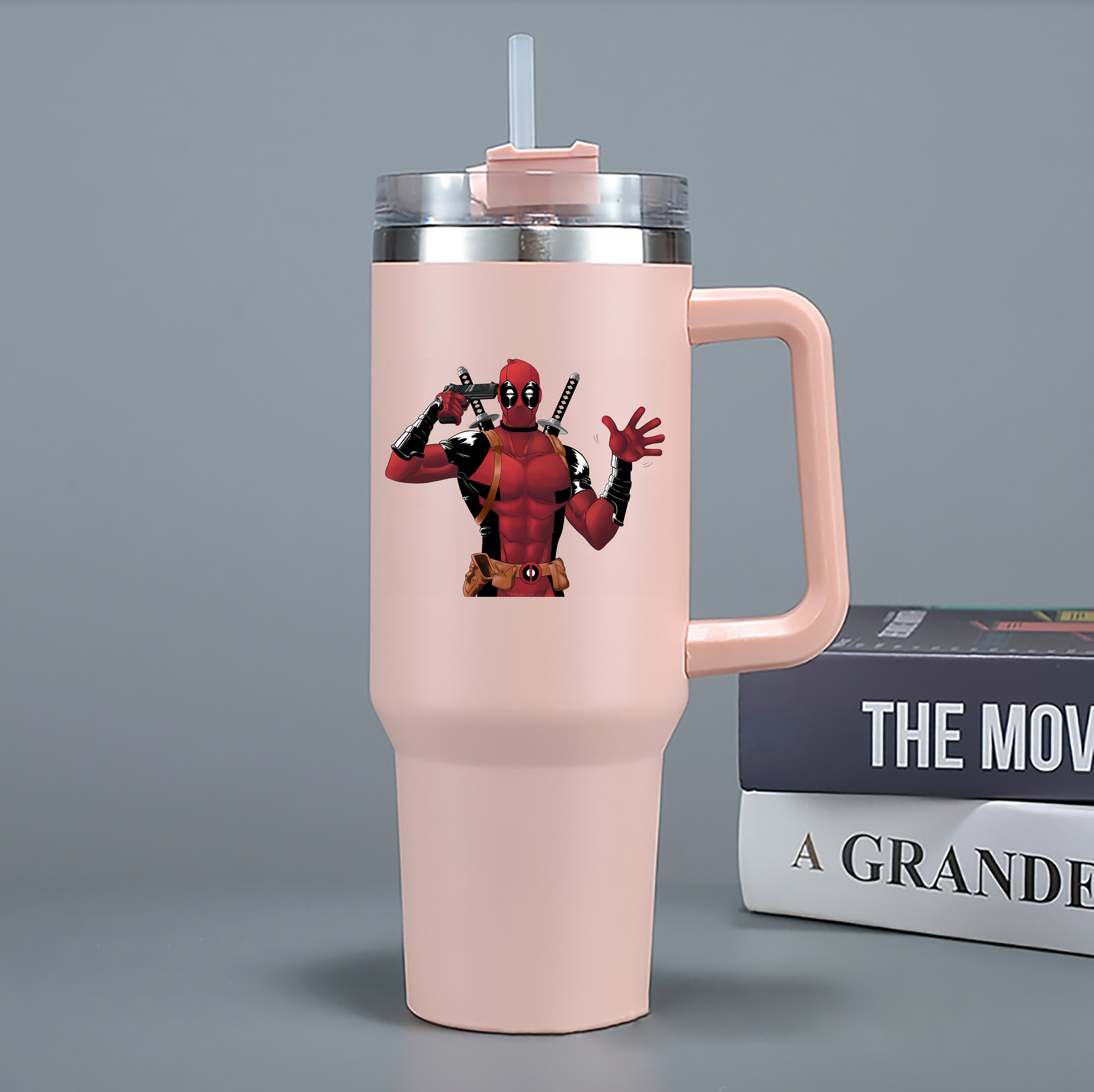 （画像用） Deadpool デッドプール 1200mL車用タンブラー - クリスタルステッカー（プラスチックストロー付き）